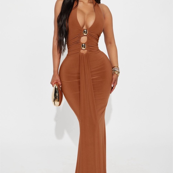 Fashion Nova Dresses & Skirts - Fashion Nova Brown Backless Maxi Dress